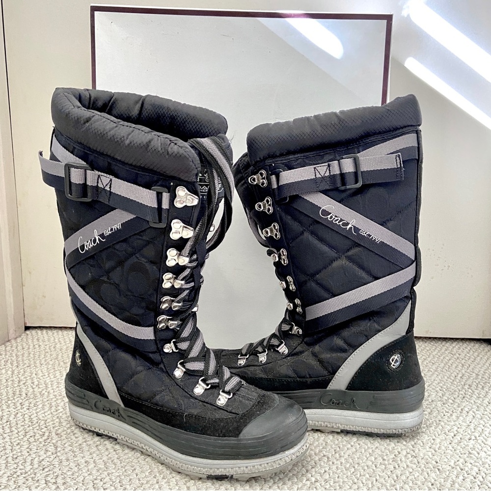 Coach Marian Black Snow Boots size 7 - Picture 1 of 13
